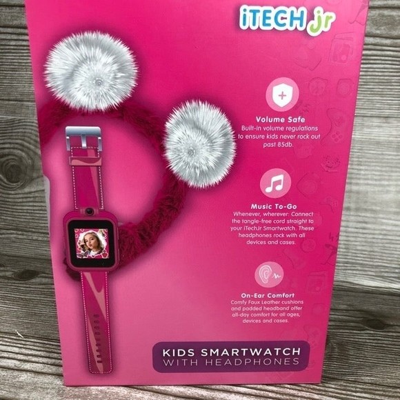 iTech Junior Girls Headphone & Smart Watch Set - Pink Pom Pom Z107 - Picture 2 of 10